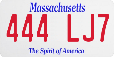 MA license plate 444LJ7