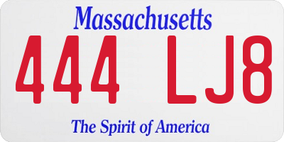 MA license plate 444LJ8
