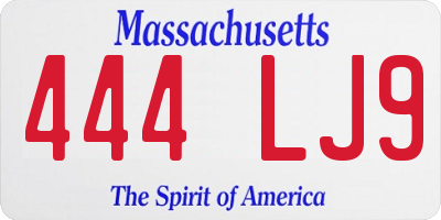 MA license plate 444LJ9