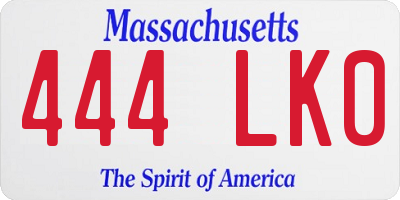 MA license plate 444LK0