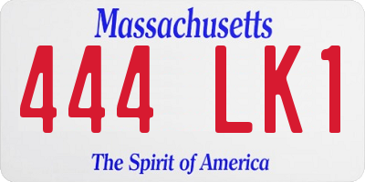 MA license plate 444LK1