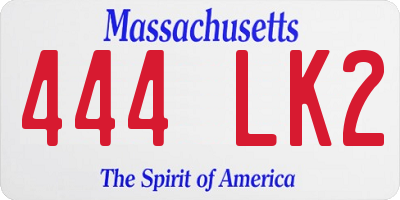 MA license plate 444LK2