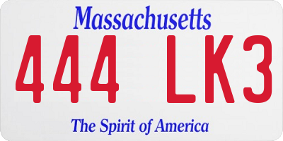 MA license plate 444LK3