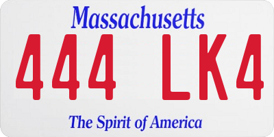 MA license plate 444LK4