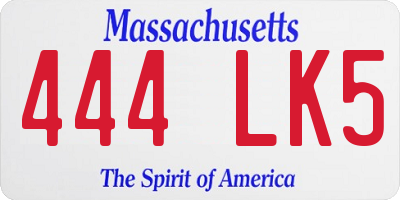 MA license plate 444LK5