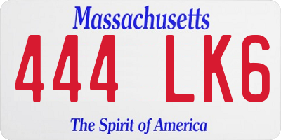MA license plate 444LK6
