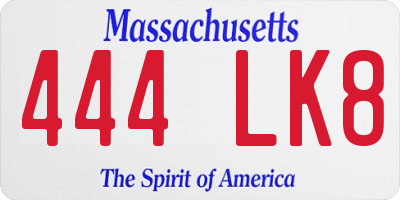 MA license plate 444LK8