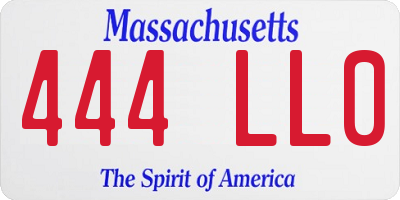 MA license plate 444LL0