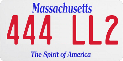 MA license plate 444LL2