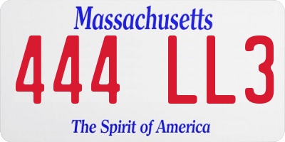 MA license plate 444LL3