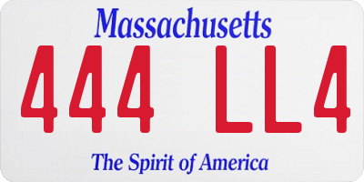 MA license plate 444LL4