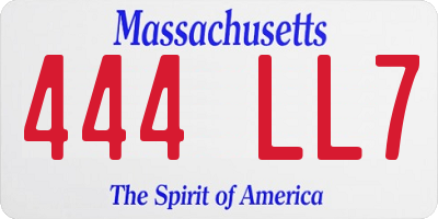 MA license plate 444LL7