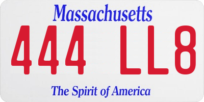 MA license plate 444LL8
