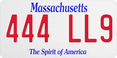 MA license plate 444LL9