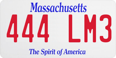 MA license plate 444LM3