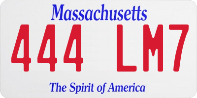 MA license plate 444LM7