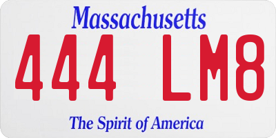 MA license plate 444LM8