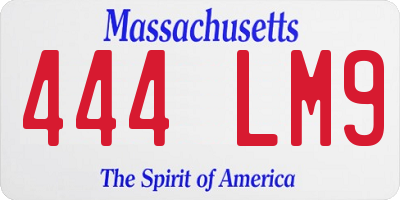 MA license plate 444LM9