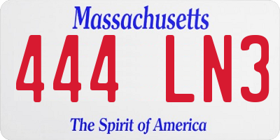 MA license plate 444LN3