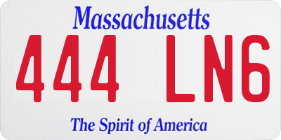 MA license plate 444LN6