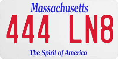 MA license plate 444LN8