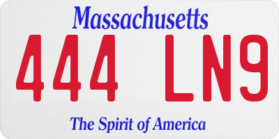 MA license plate 444LN9