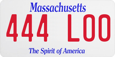 MA license plate 444LO0