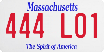 MA license plate 444LO1