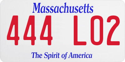 MA license plate 444LO2