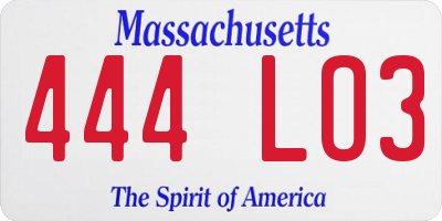 MA license plate 444LO3