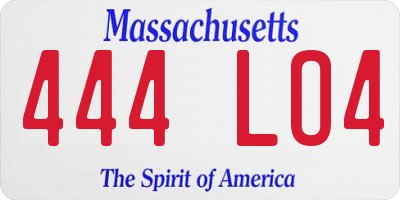 MA license plate 444LO4