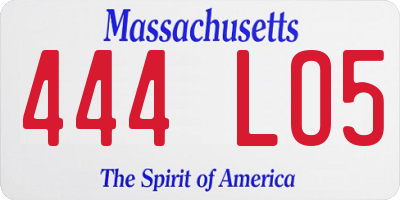 MA license plate 444LO5