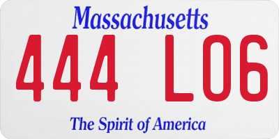 MA license plate 444LO6