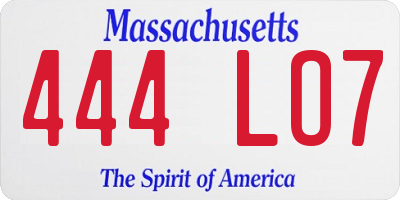 MA license plate 444LO7