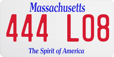 MA license plate 444LO8