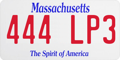 MA license plate 444LP3