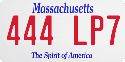 MA license plate 444LP7