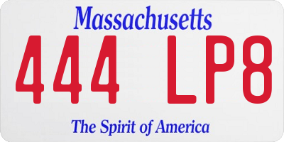 MA license plate 444LP8