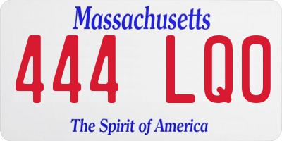 MA license plate 444LQ0