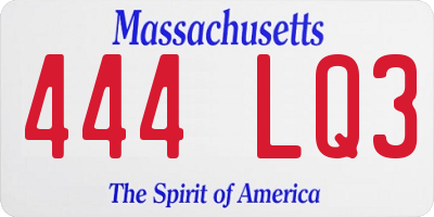 MA license plate 444LQ3