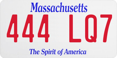 MA license plate 444LQ7