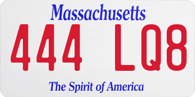 MA license plate 444LQ8