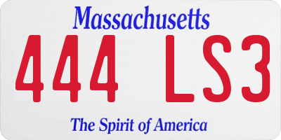 MA license plate 444LS3