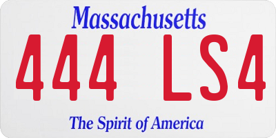 MA license plate 444LS4