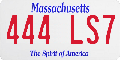 MA license plate 444LS7