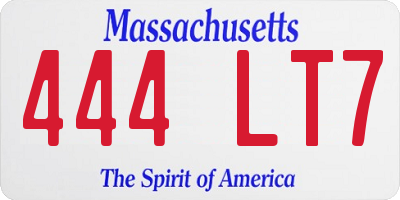 MA license plate 444LT7