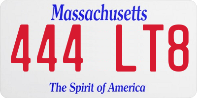 MA license plate 444LT8