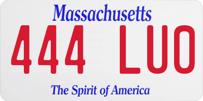 MA license plate 444LU0
