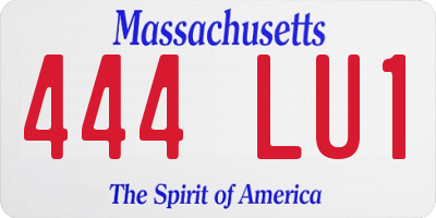 MA license plate 444LU1