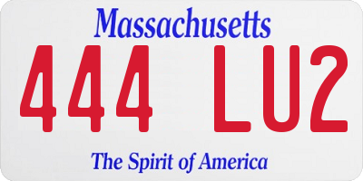 MA license plate 444LU2